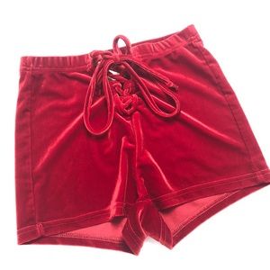 iHeartraves red velvet shorts